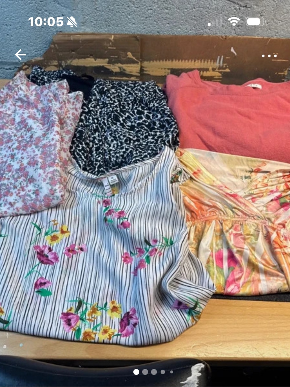 3 sleeveless tops 1 long sleeve sweatshirt.  1 dress